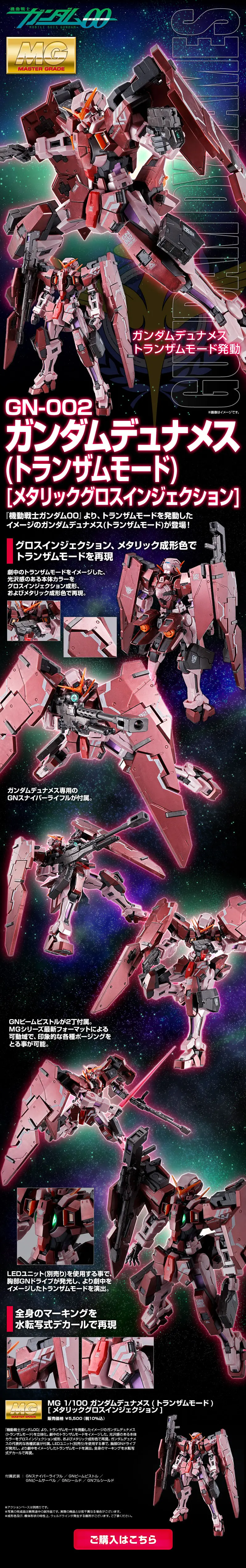 ＭＧ 1/100 ガンダムデュナメス（トランザムモード）［メタリックグロスインジェクション］のLPデザイン（玩具・ホビー・フィギュア／ブラック系／かっこいい系）スマホ版