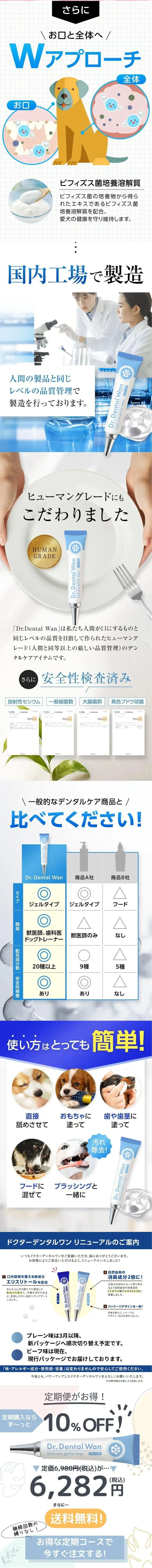ドクターデンタルワンのLPデザイン（ペットフード ・ ペット用品／ブルー系／にぎやか系）スマホ版