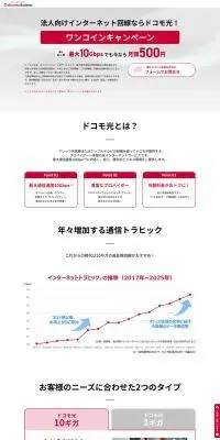 NTTドコモビジネスのLPデザイン（イベント・キャンペーン・体験／グレー系／シンプル系）PC版