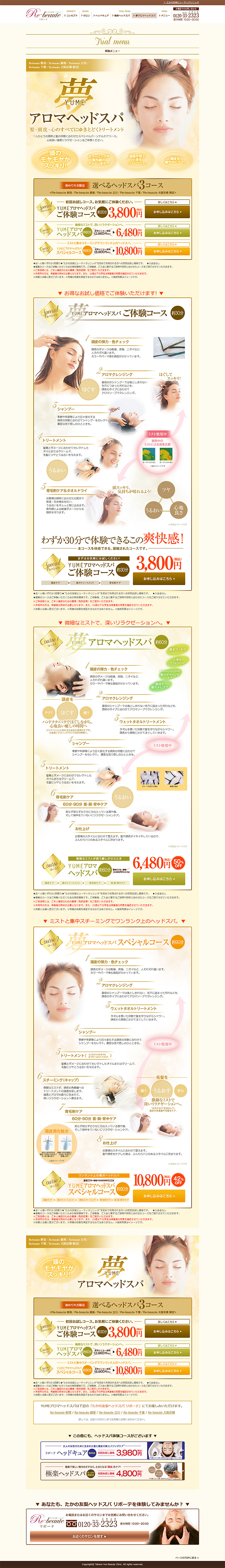 Dreamy Aromatherapy Head Spa LP design (Beauty, Skincare, Fragrance / yellow / Refined style) PC version