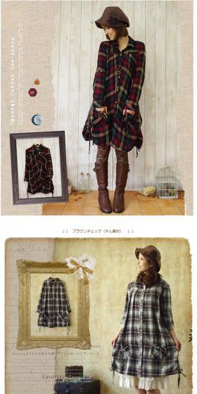 Scrunched-hem shirt dress LP design (fashion / Brown tones / Cute style) PC version