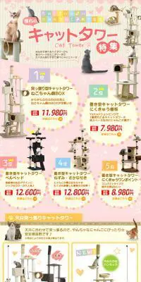 憧れのキャットタワー特集のLPデザイン（ペット・花・DIY工具／イエロー系／かわいい系）PC版