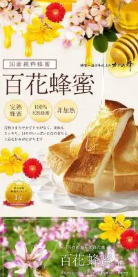 国産純粋蜂蜜　百花蜂蜜のLPデザイン（健康・美容食品・サプリ／ブラウン系／かわいい系）PC版