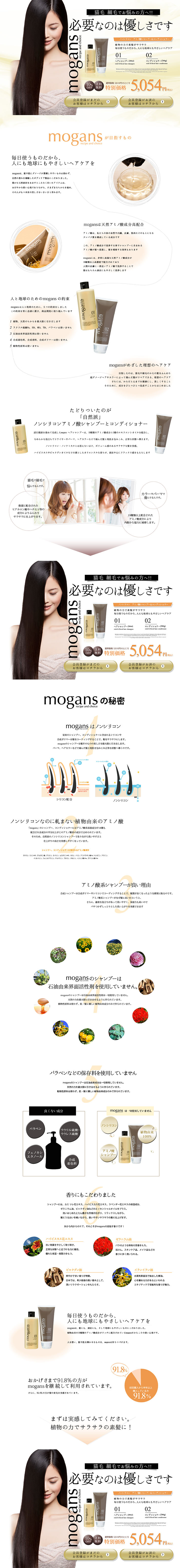 Non-silicone Amino Acid Shampoo & Conditioner LP design (Beauty, Skincare, Fragrance / White-based / Simple) PC version