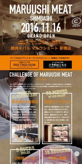 Maruushi Meat Shinbashi Store LP design (Services, Insurance, and Finance / Orange tones) PC version