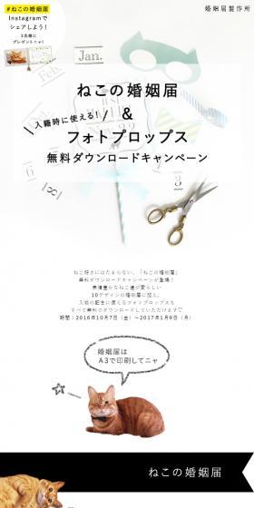 ねこの婚姻届のLPデザイン（サービス・保険・金融／ホワイト系／かわいい系）スマホ版