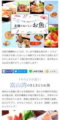本場で味わう海鮮グルメ 北陸のおいしいお魚のLPデザイン（旅行・アウトドア／カラフル系／キレイ系）スマホ版