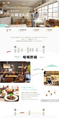 嵯峨野線・姫新線・草津線で行く！のんびり沿線さんぽのLPデザイン（旅行・アウトドア／ベージュ系／かわいい系）PC版