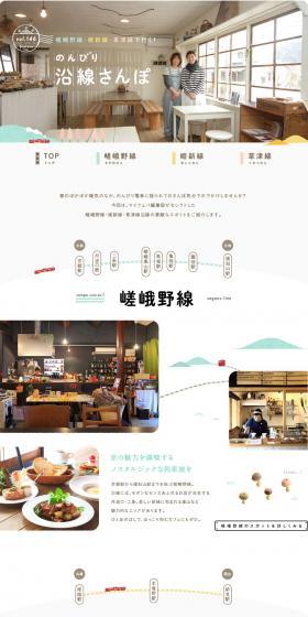 嵯峨野線・姫新線・草津線で行く！のんびり沿線さんぽのLPデザイン（旅行・アウトドア／ベージュ系／かわいい系）PC版