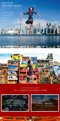 Faculty of International Contribution Established LP design (Learning Materials / Shades of blue / Simple) PC version