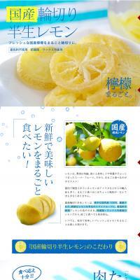 国産輪切り半生レモンのLPデザイン（食品／ブルー系／シンプル系）PC版