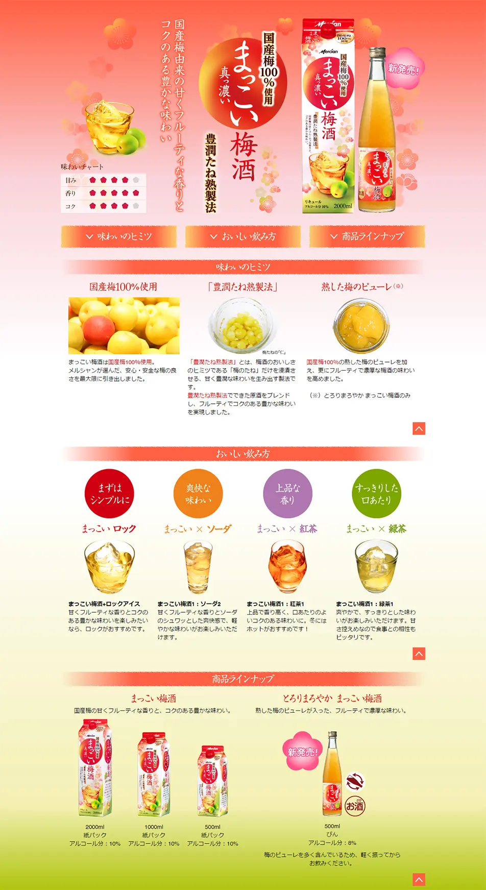 まっこい梅酒のLPデザイン（飲料・お酒／オレンジ系／かわいい系）PC版