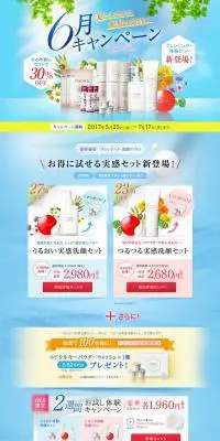 6月キャンペーンのLPデザイン（インターネットサービス／ブルー系／キレイ系）PC版