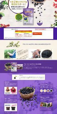 ブルーベリー&メグスリノ木EXのLPデザイン（健康・美容食品・サプリ／パープル系／信頼・安心系）PC版