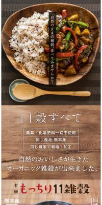 有機 もっちり11雑穀のLPデザイン（食品／ブラウン系／信頼・安心系）スマホ版
