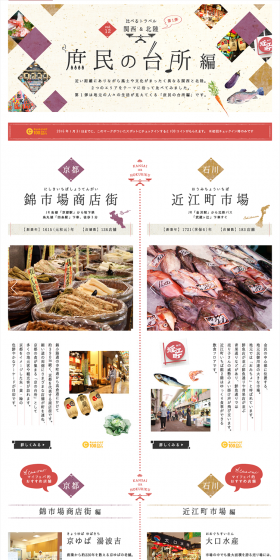 比べるトラベル　関西＆北陸　庶民の台所編のLPデザイン（旅行・アウトドア／レッド系／シンプル系）PC版