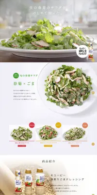 深煎りごまドレッシングのLPデザイン（食品／グリーン系／シンプル系）PC版