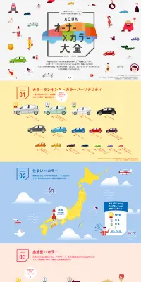AQUA オーナー×カラー大全のLPデザイン（車・バイク・自転車／カラフル系／かわいい系）PC版