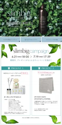 夏のスリムビッグキャンペーンのLPデザイン（美容・スキンケア・香水／ブルー系／シンプル系）PC版