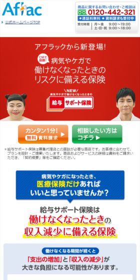給与サポート保険のLPデザイン（サービス・保険・金融／ブルー系／にぎやか系）スマホ版