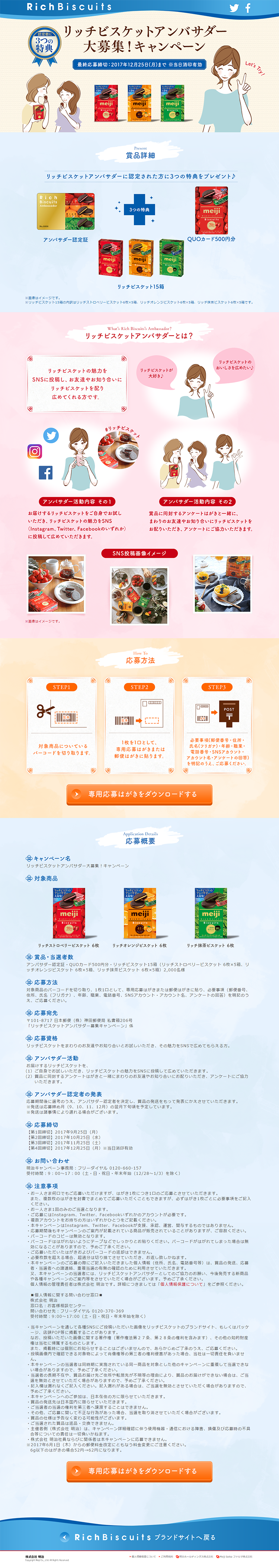 Rich Biscuit Ambassador Recruitment Campaign! LP design (Services, Insurance, and Finance / Pink shades / Cute style) PC version