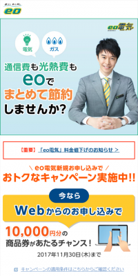 eo電気のLPデザイン（サービス・保険・金融／カラフル系／にぎやか系）スマホ版