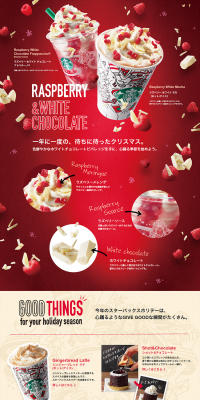 ラズベリー ホワイト チョコレート フラペチーノのLPデザイン（飲料・お酒／レッド系／にぎやか系）PC版