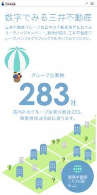 数字でみる三井不動産のLPデザイン（サービス・保険・金融／ホワイト系／かわいい系）スマホ版