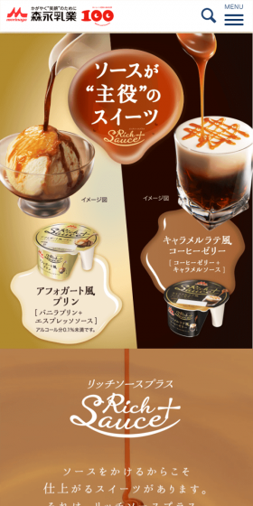 リッチソースプラスのLPデザイン（スイーツ・スナック菓子／ブラウン系／アート・芸術系）スマホ版
