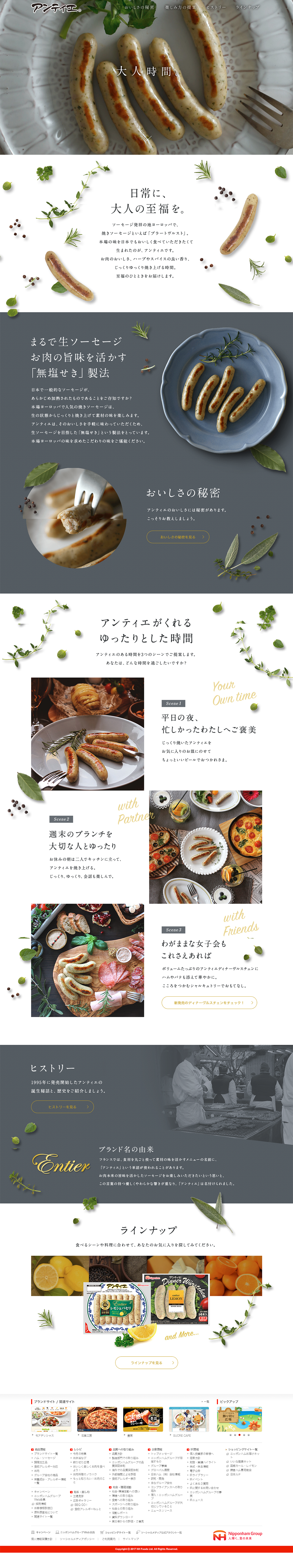 アンティエのLPデザイン（食品／グレー系／キレイ系）PC版
