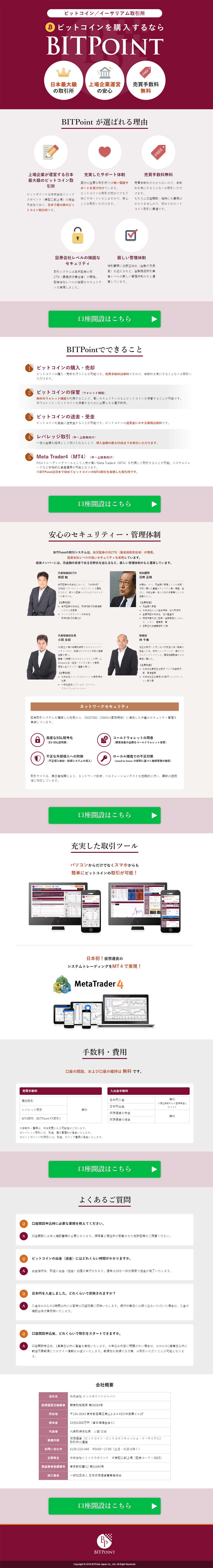 ビットコインのLPデザイン参考例