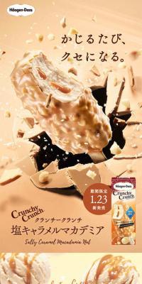 クランチークランチ 塩キャラメルマカデミアのLPデザイン（スイーツ・スナック菓子／ベージュ系／アート・芸術系）スマホ版