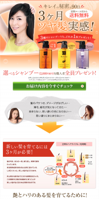 選べるシャンプープレゼント！のLPデザイン（サービス・保険・金融／オレンジ系／にぎやか系）PC版