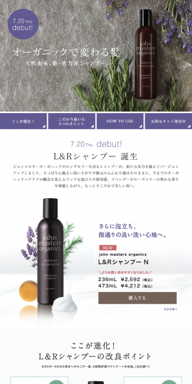 L&RシャンプーのLPデザイン（美容・スキンケア・香水／パープル系／シンプル系）PC版
