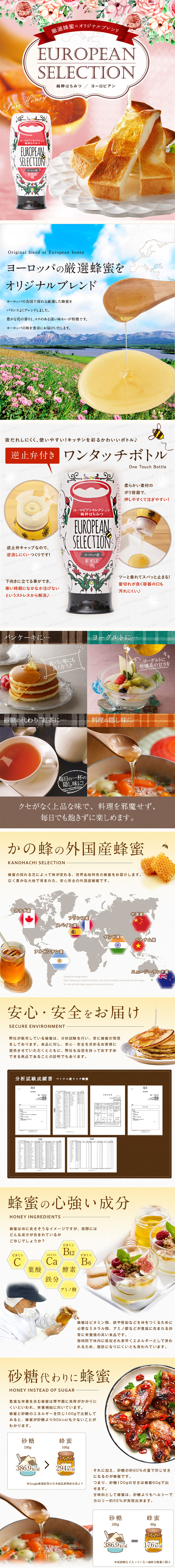 ヨーロピアンセレクション　純粋はちみつのLPデザイン（食品／ピンク系／オーガニック系）PC版