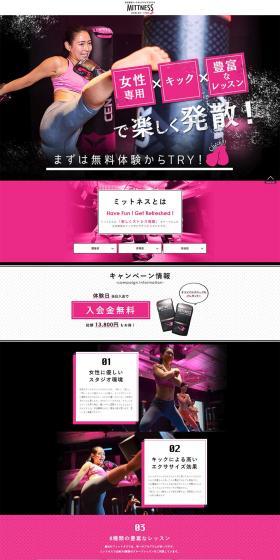 Women-only Kickboxing Exercise Studio MITTNESS LP design (Businesses, companies, stores / Pink shades / Strong) PC version