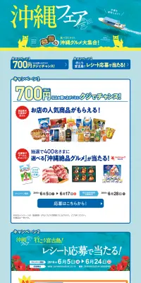 沖縄フェアのLPデザイン（サービス・保険・金融／ブルー系／キレイ系）PC版