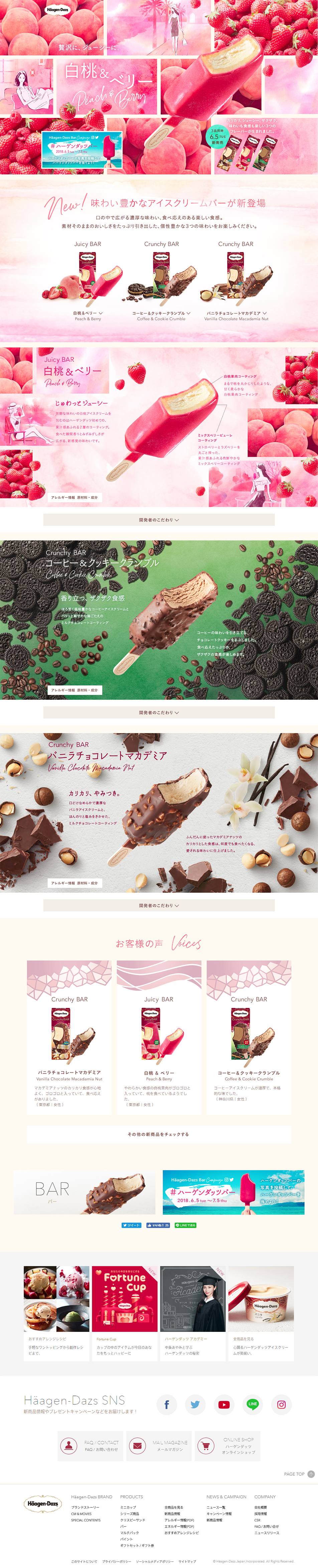 アイスクリームバーのLPデザイン（食品／ピンク系／かわいい系）PC版