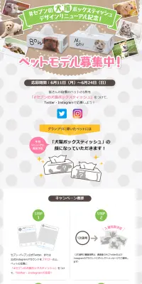 ペットモデル募集のLPデザイン（サービス・保険・金融／グリーン系／かわいい系）PC版