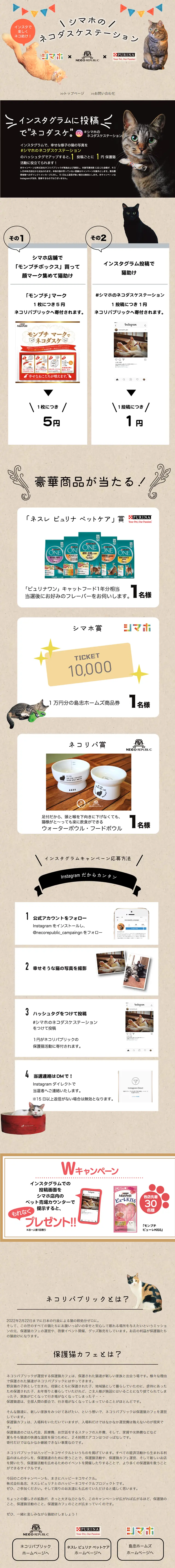 インスタグラムに投稿でネコダスケのLPデザイン（サービス・保険・金融／ベージュ系／かわいい系）PC版