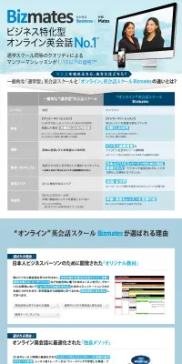 ビジネス特化型オンライン英会話のLPデザイン（インターネットサービス／ブルー系／キレイ系）PC版