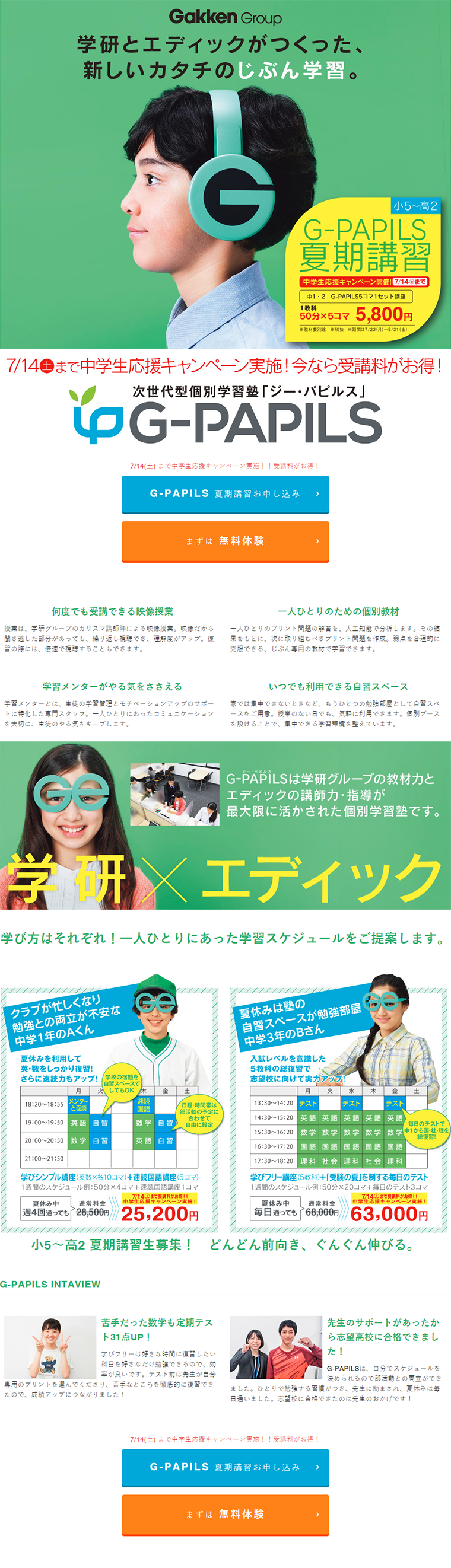 G-PAPILS Summer Course LP design (Learning Materials / Green tones / Simple) PC version