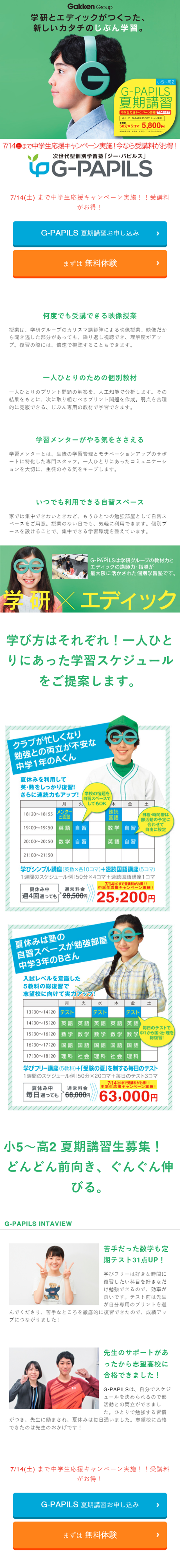G-PAPILS Summer Course LP design (Learning Materials / Green tones / Simple) Mobile version