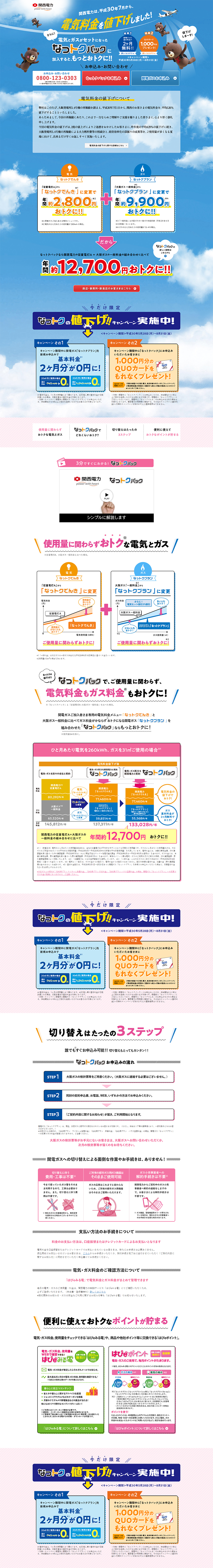 なっトクパックのLPデザイン（サービス・保険・金融／ブルー系／かわいい系）PC版