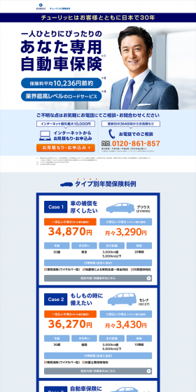 Car Insurance LP design (Businesses, companies, stores / Shades of blue / Refined style) PC version