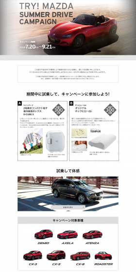 サマードライブキャンペーンのLPデザイン（サービス・保険・金融／ブラック系／かっこいい系）PC版