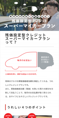 スーパーマイカープランのLPデザイン（サービス・保険・金融／レッド系／シンプル系）スマホ版
