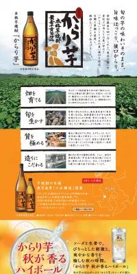 本格芋焼酎 からり芋のLPデザイン（飲料・お酒／オレンジ系／和風系）PC版