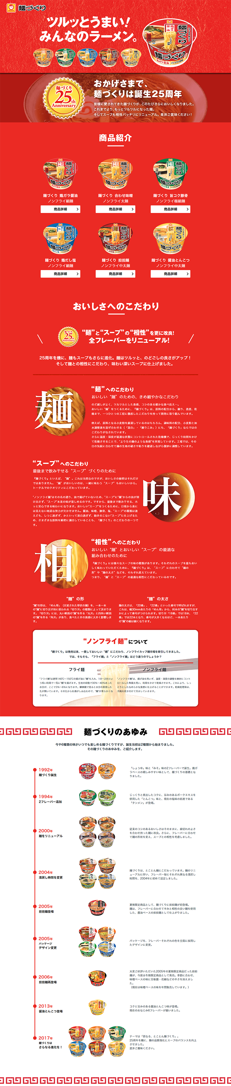 麺づくりのLPデザイン（食品／レッド系／にぎやか系）PC版