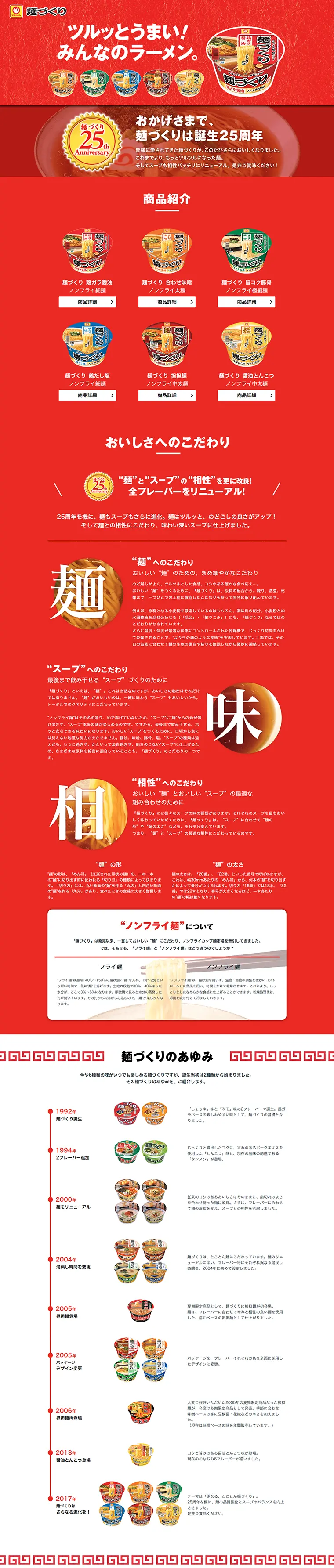 麺づくりのLPデザイン（食品／レッド系／にぎやか系）PC版